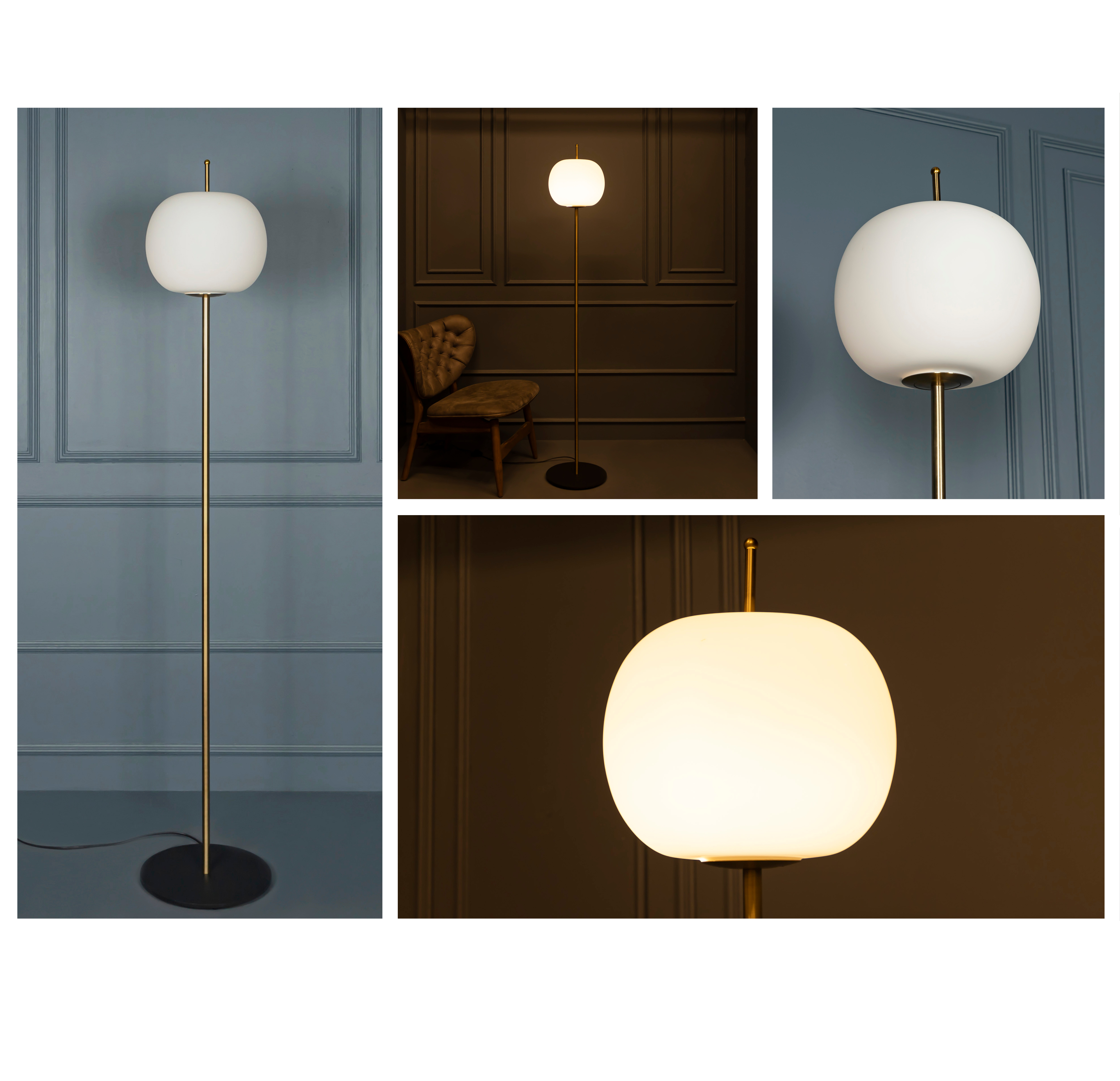 Apple- Opal Glass Led Floor Lamp 30cm