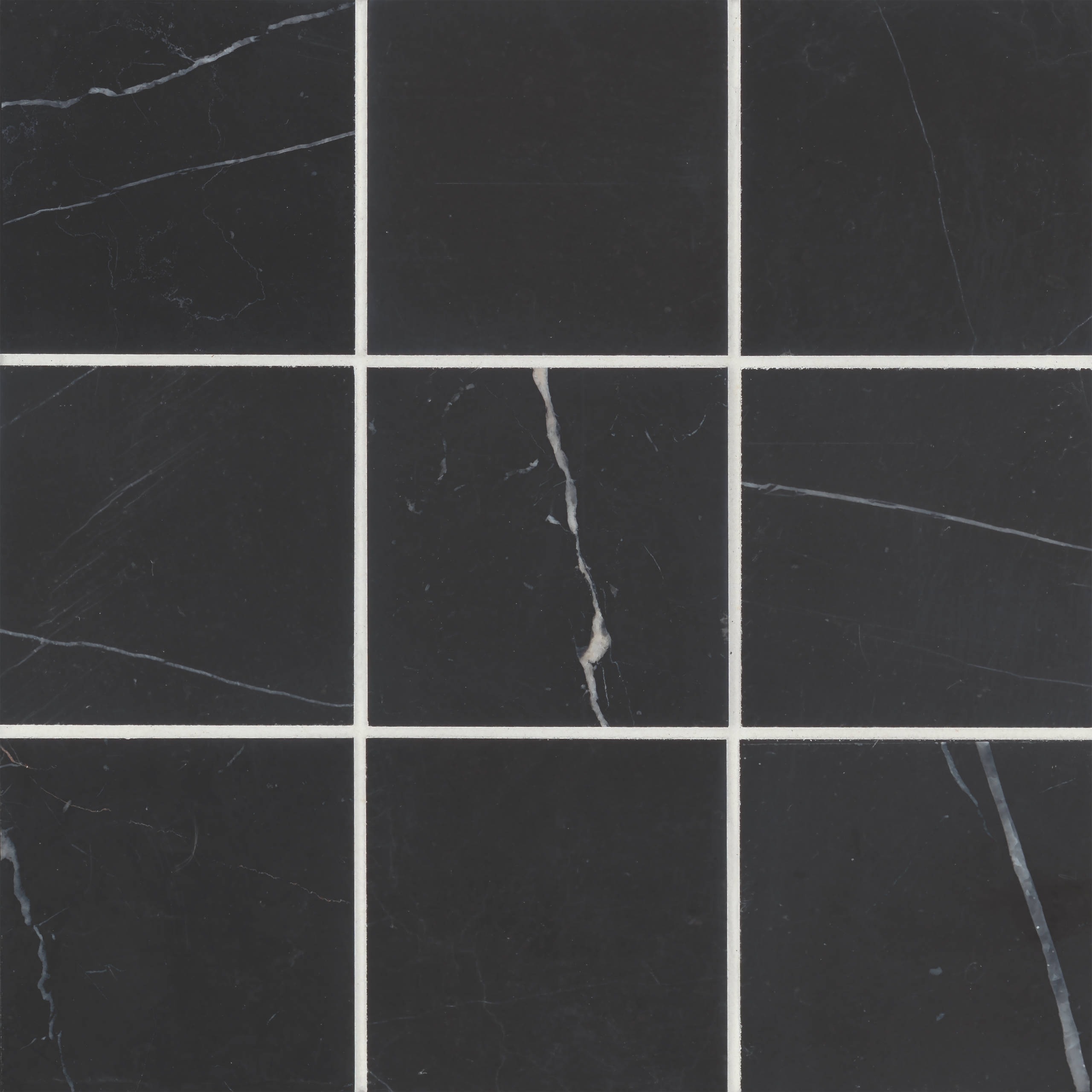 Monet 4" x 4" Marble Decorative Tile in Nero Marquina