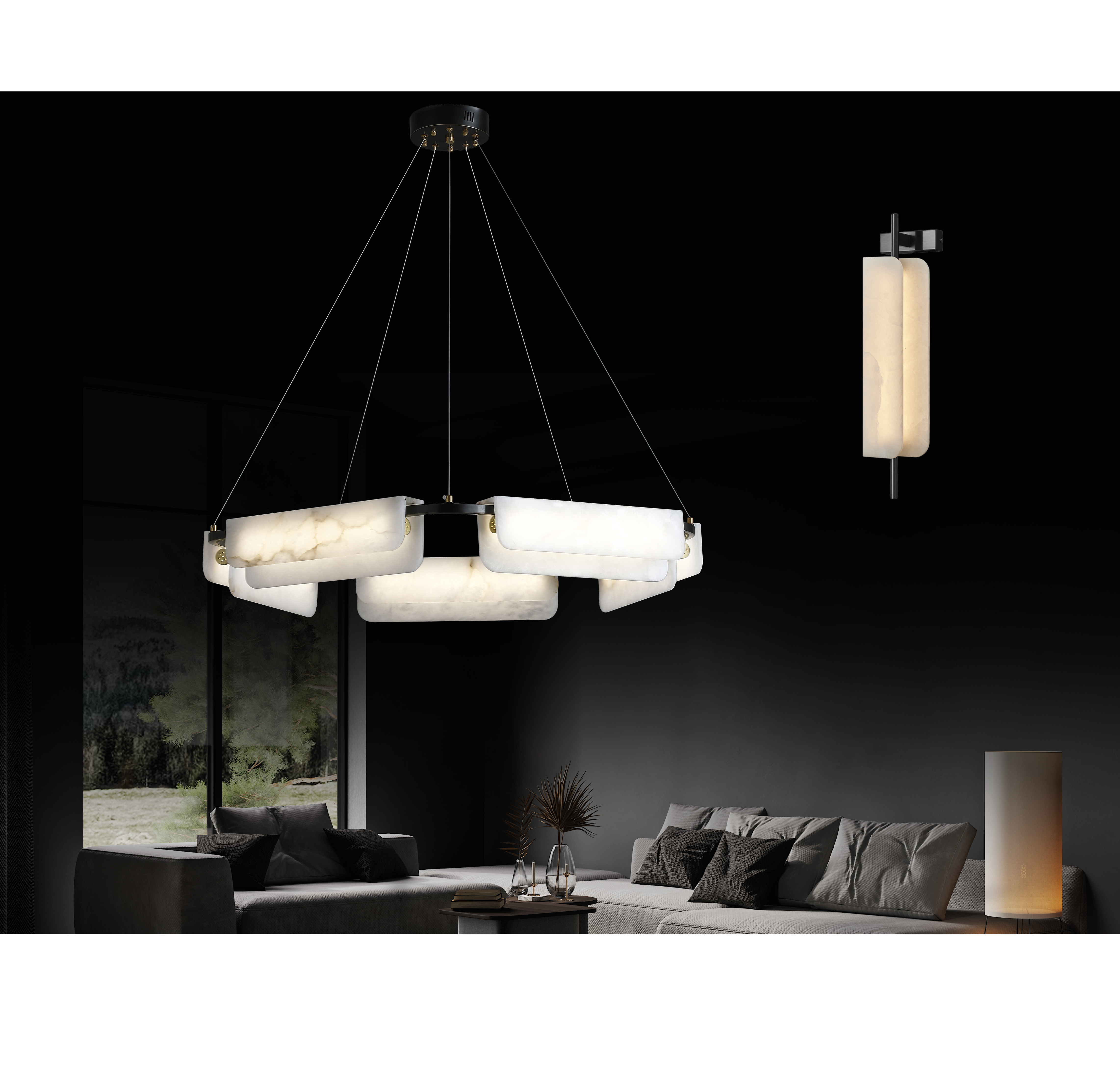 Orkos- Marble Led Pendant 90cm & Wall Lamp