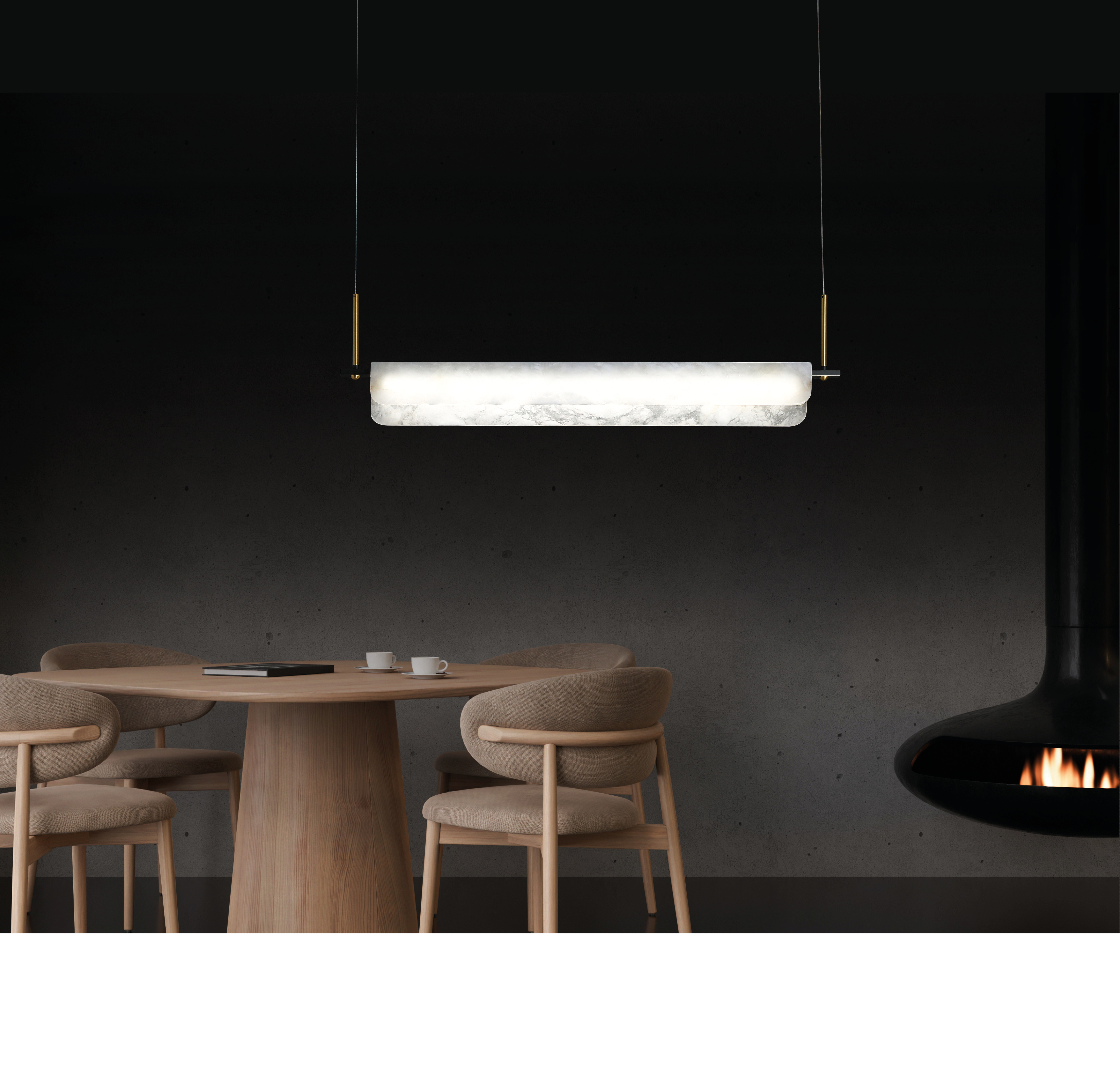 Orkos- Single Marble Dining Table Led Pendant 100cm