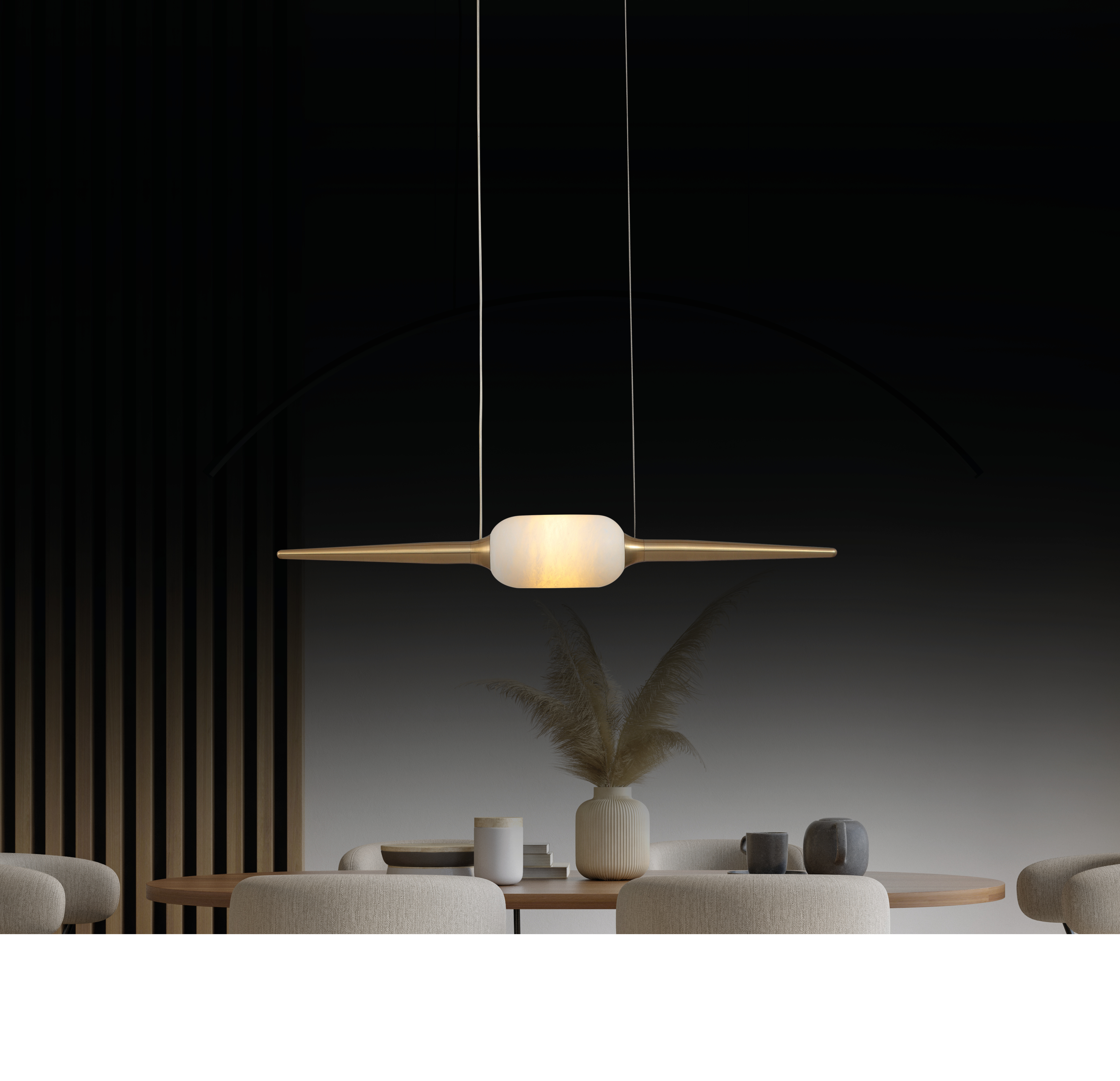 Hermes- White Marble Led Pendant 60cm