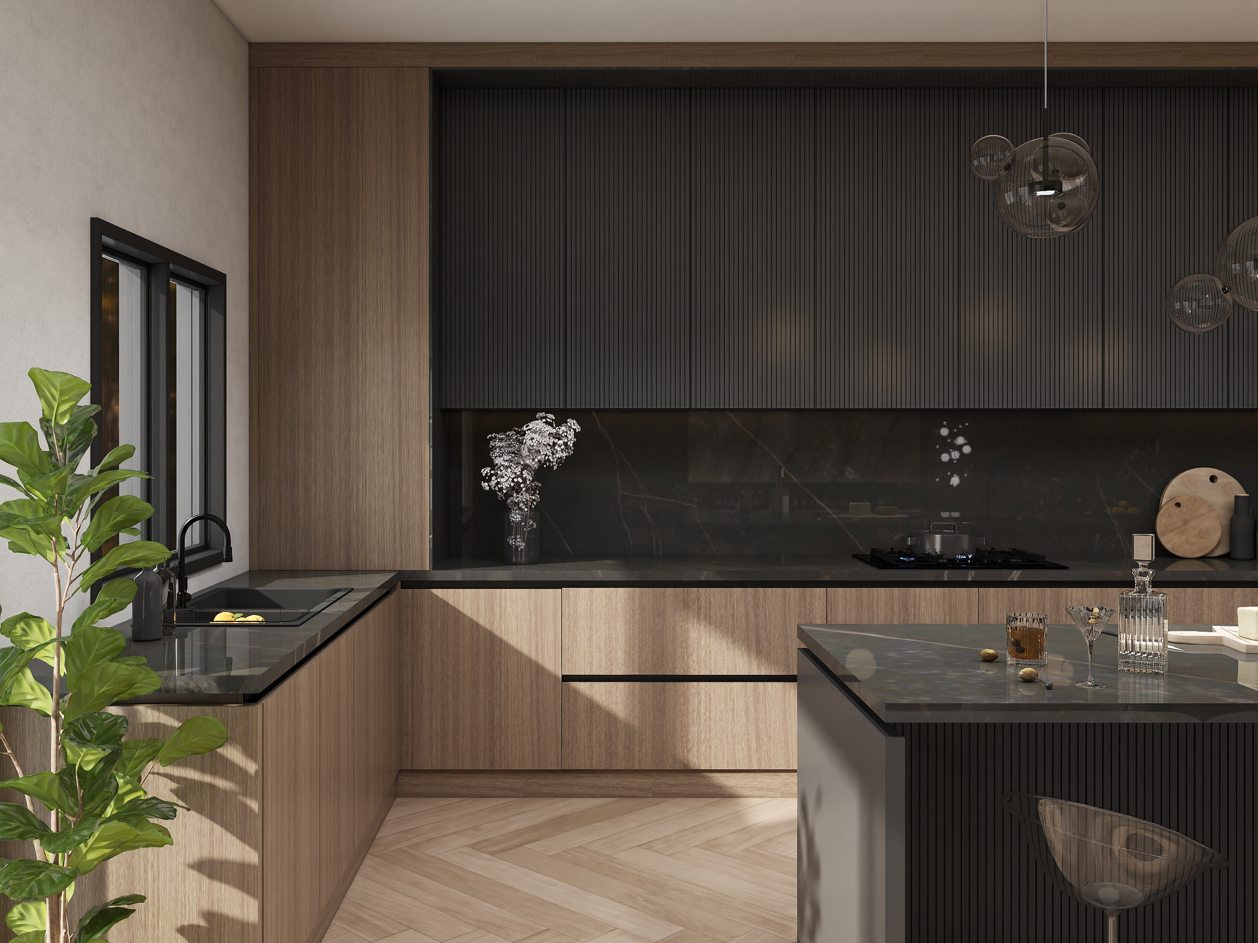 Lacquer Kitchen Cabinet 01