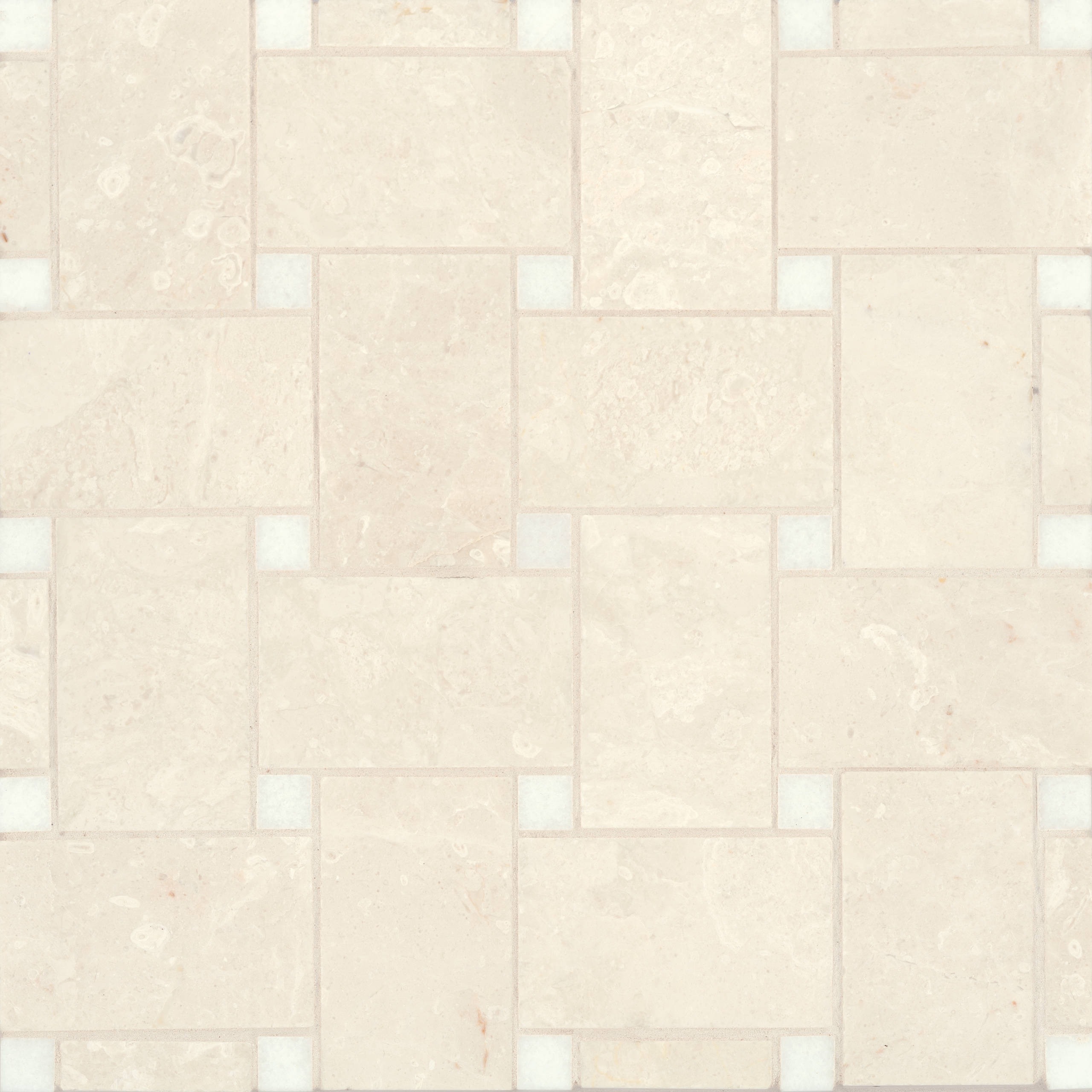 Jumbo Basketweave in Beige Marble with Thassos Dot