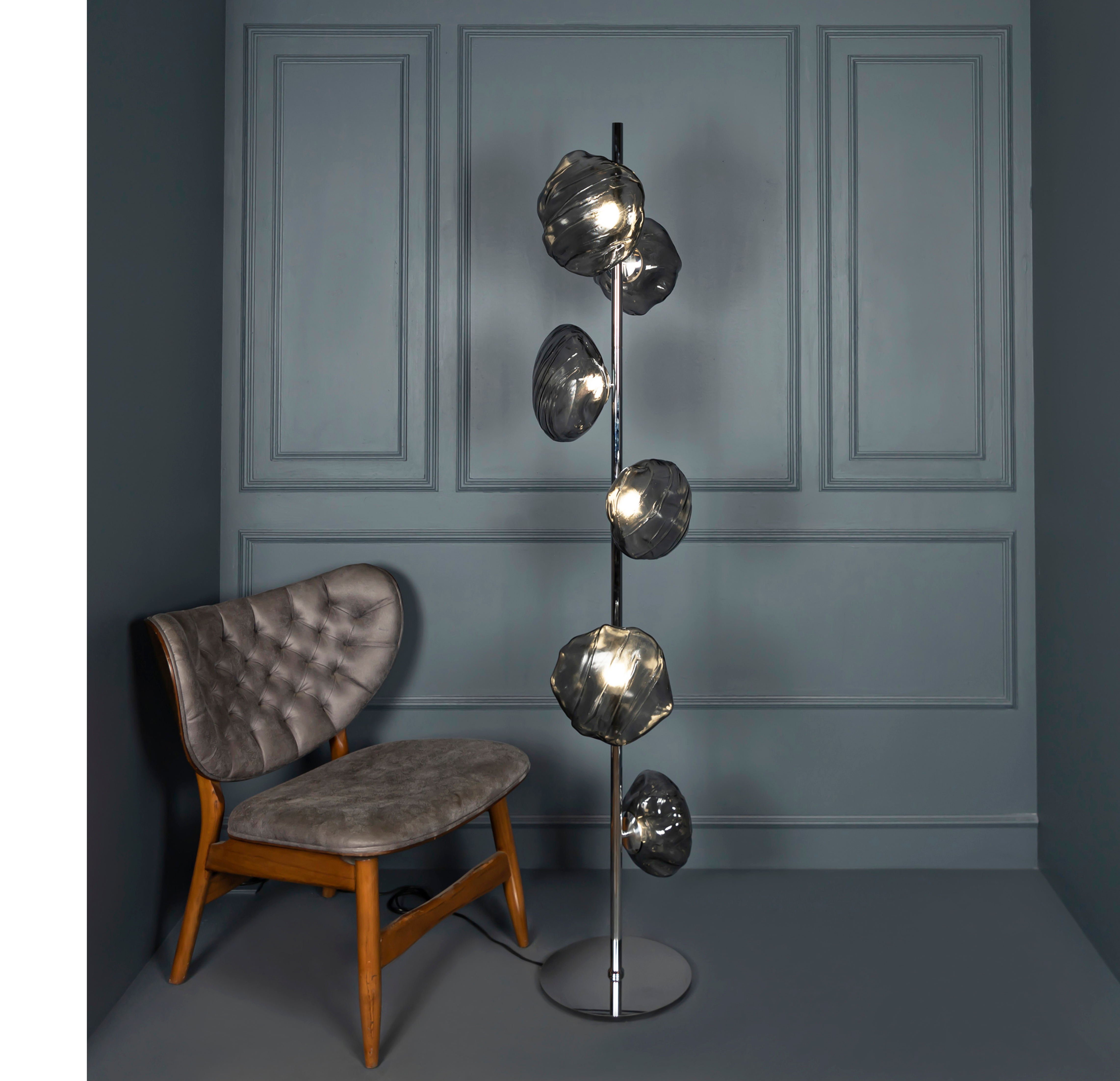 Hobart- 6 Smoky Glass Led Floor Lamp