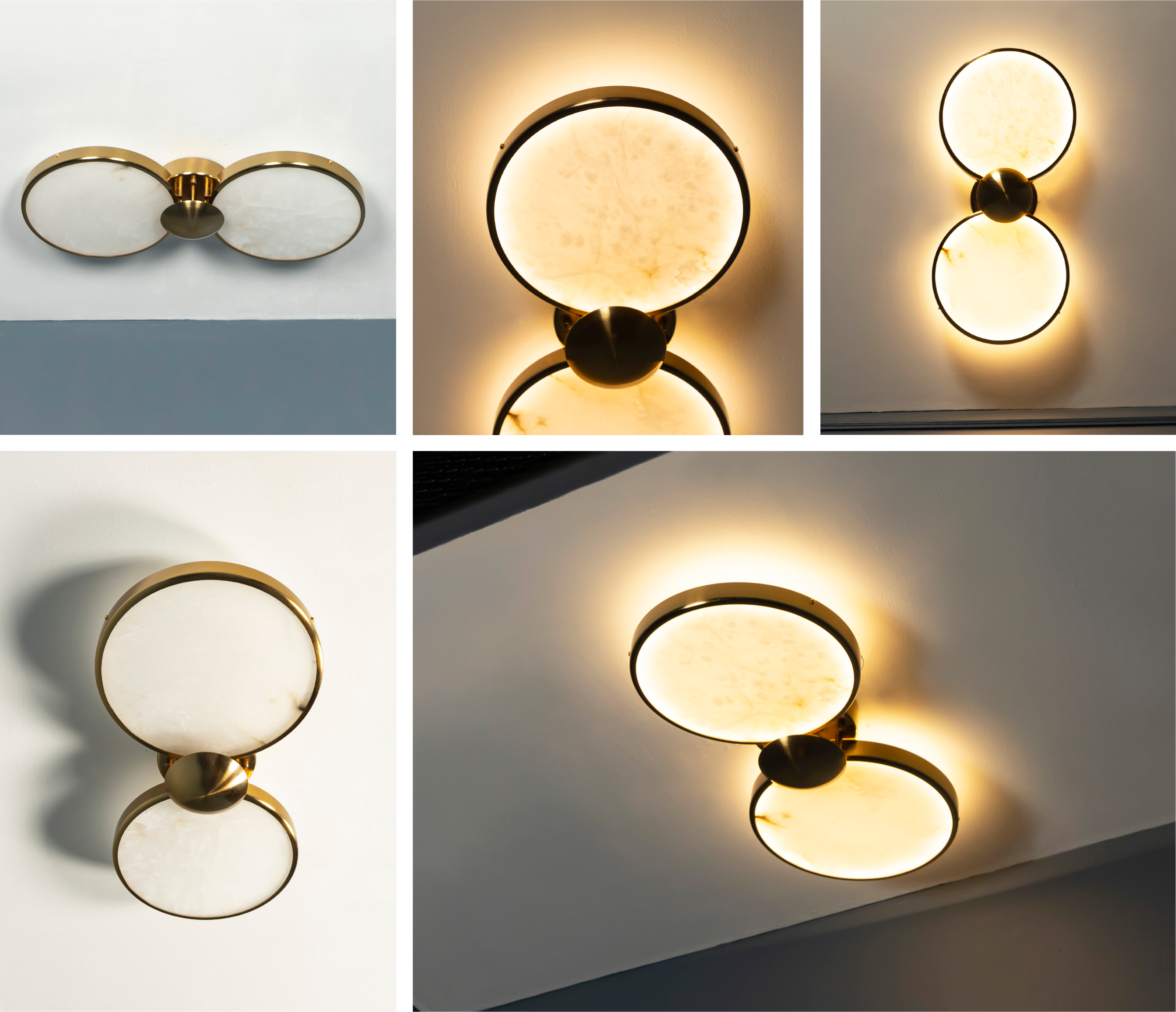 Rabat- Double Marble Brushed Brass Led Plafonyer