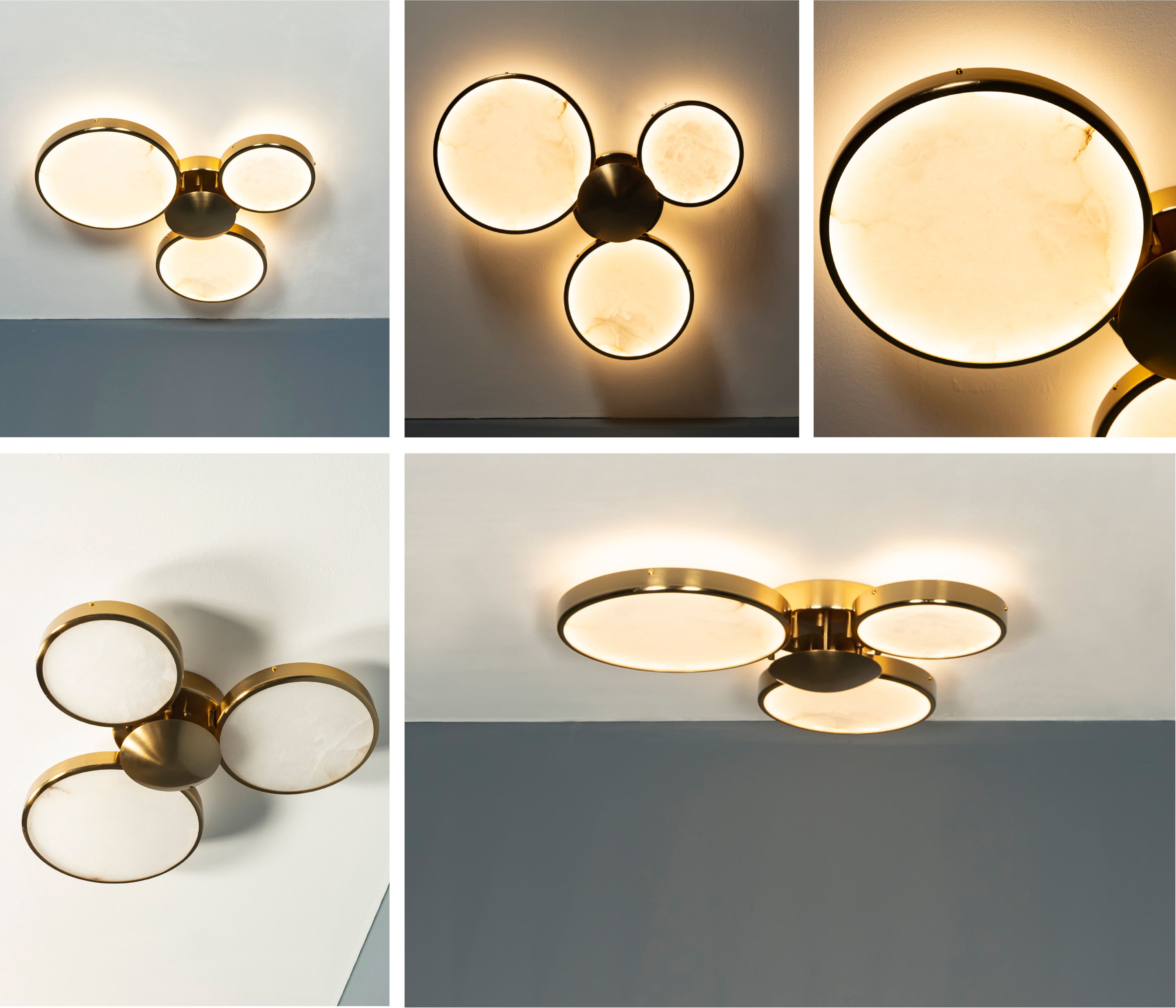 Rabat- Triple Marble Brushed Brass Led Plafonyer