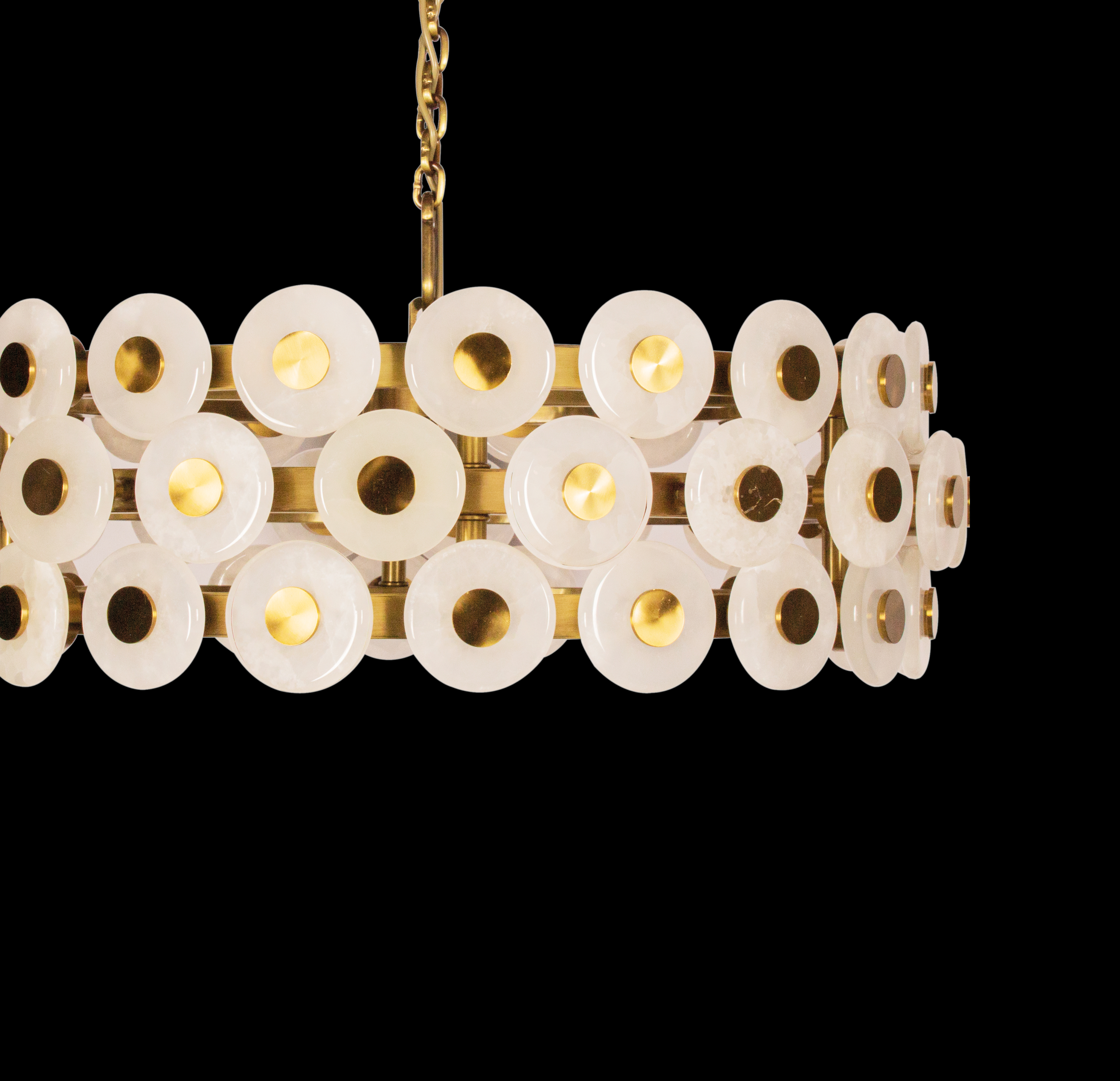 Efes- Marble Brushed Brass Living Room Led Chandelier