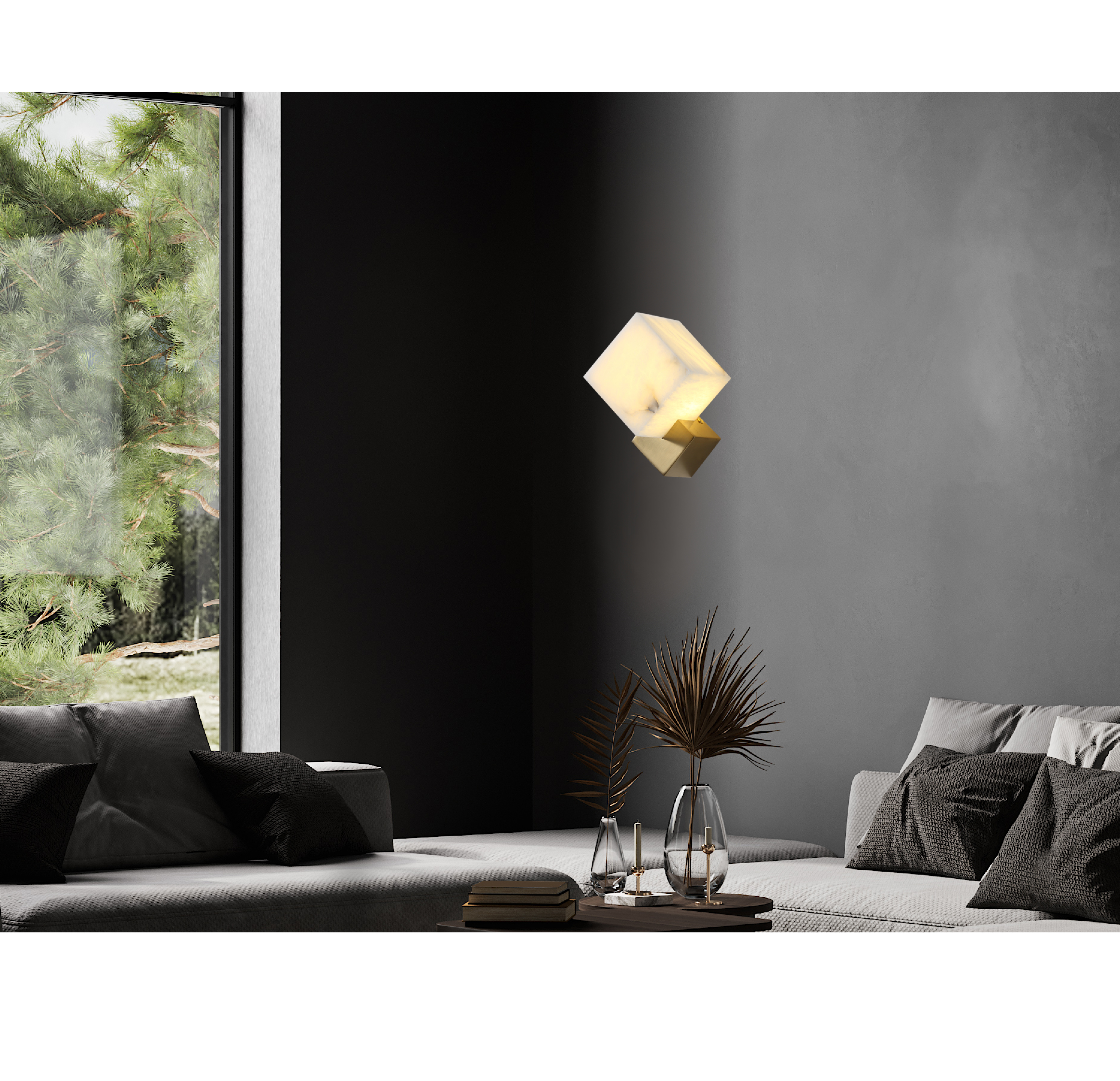 Doris- White Cube Marble Led Wall Lamp