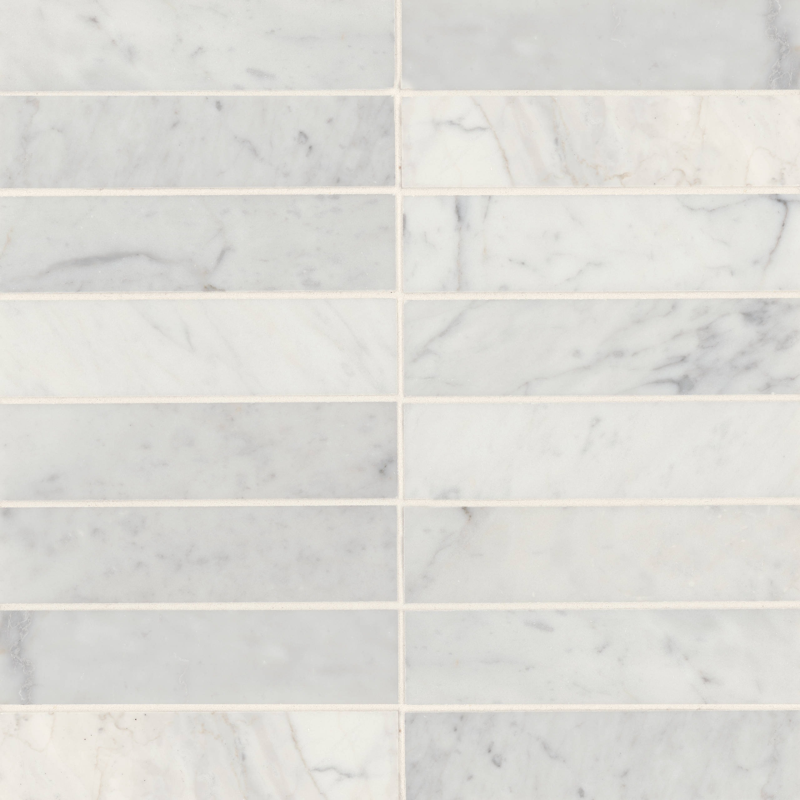 Monet 2" x 8" Marble Decorative Tile in White Carrara