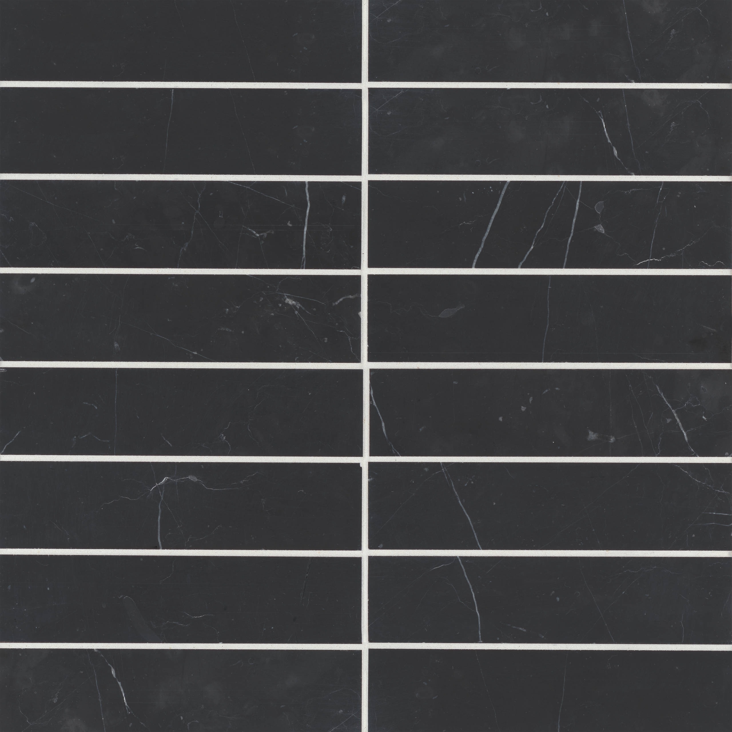 Monet 2" x 8" Marble Decorative Tile in Nero Marquina